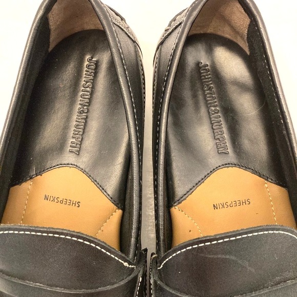 Johnston & Murphy Penny Loafer Mens 8.5 M‎ Sheepskin Black Leather EUC - Picture 5 of 9